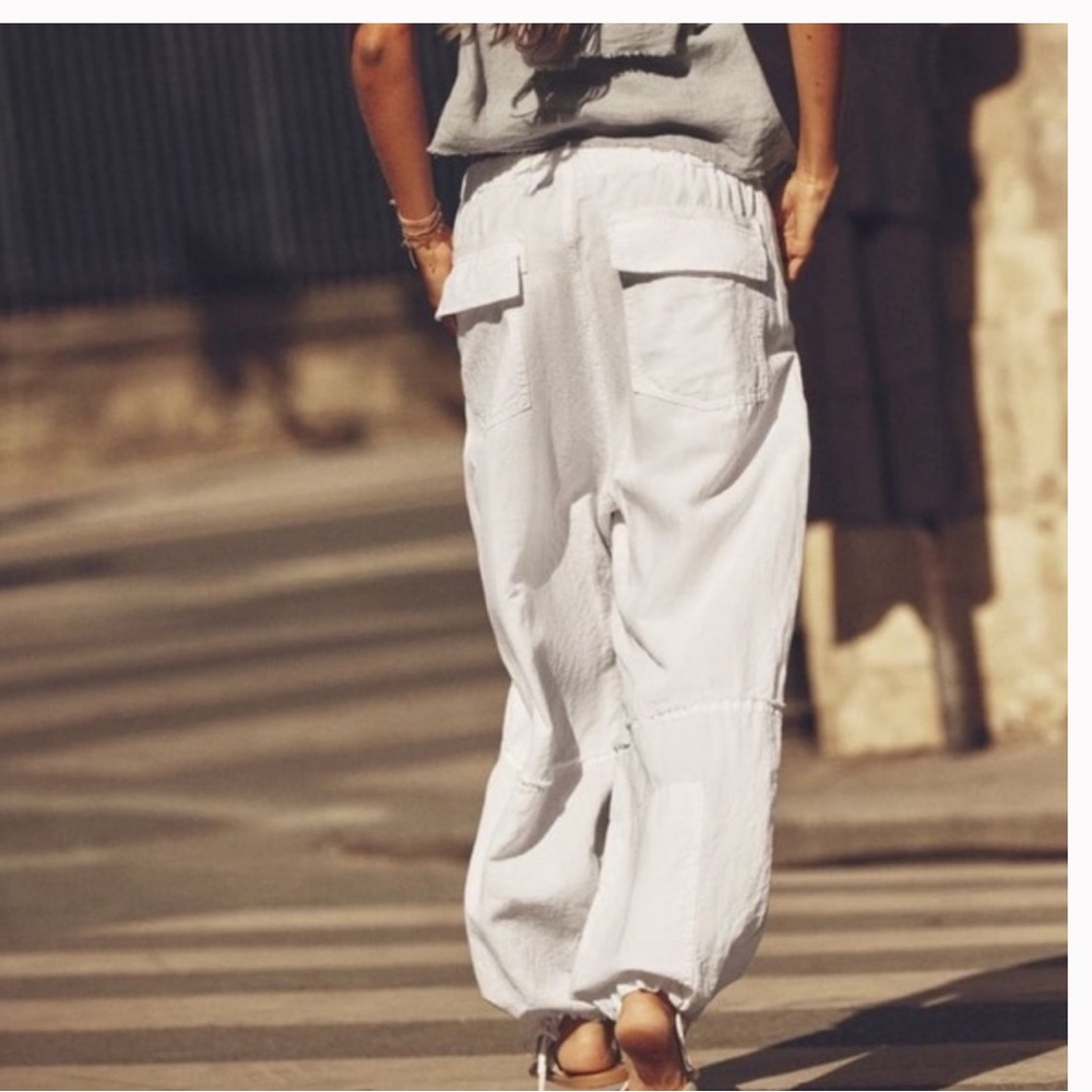 Zara White Cargo Pants Linen blend